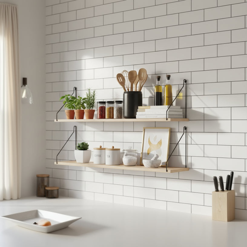 etagere murale pour cuisine flottante style nordique NordikShelf