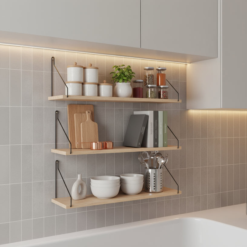 etagere murale pour cuisine robuste 10kg capacite NordikShelf