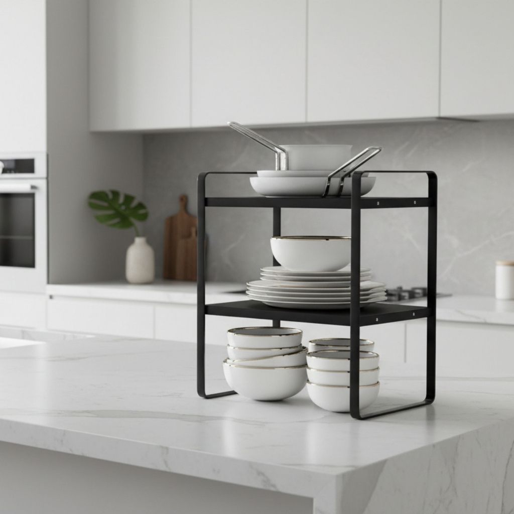 Étagère pour cuisine 2 niveaux noir rangement vertical optimal StructuroDouble 30CM