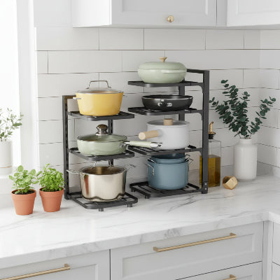 etagere pour cuisine metal noir multicouches gain de place CuiRangeo