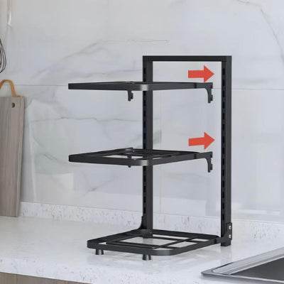 etagere pour cuisine reglable en metal noir 3 niveaux CuiRangeo