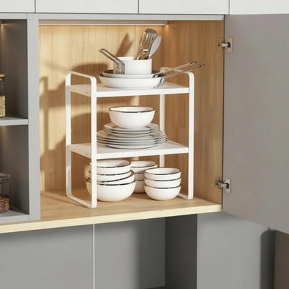 Étagère pour cuisine tout blanc 2 niveaux placard rangé StructuroDouble 30CM