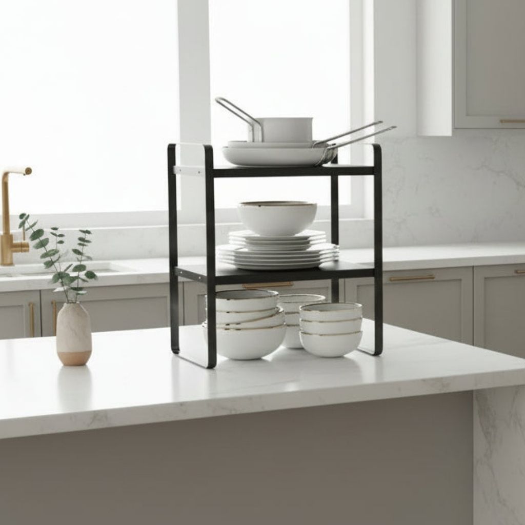 Étagère pour cuisine tout noir rangement double StructuroDouble 30CM