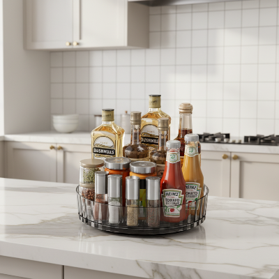 etagere pour epices lazy susan antiderapante moderne gris EpiceEcrin