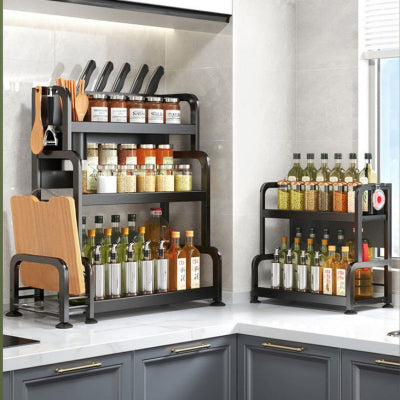 etagere pour epices noire acier inoxydable 2 3 niveaux SpiceTower