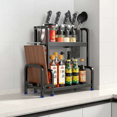 etagere pour epices noire acier inoxydable 2 niveaux 30cm SpiceTower