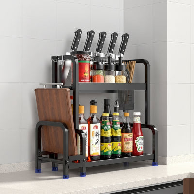 etagere pour epices noire acier inoxydable 2 niveaux 40cm SpiceTower