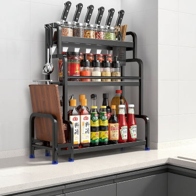 etagere pour epices noire acier inoxydable 3 niveaux 50cm SpiceTower