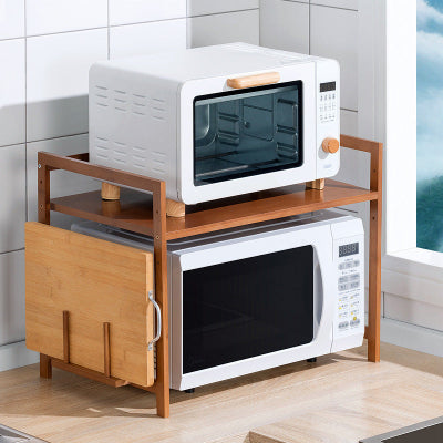 etagere pour micro onde robuste elegante version simple bois marron