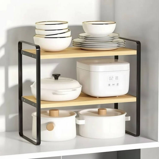 etagere pour placard cuisine bois metal noir rangement double 40cm