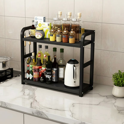 etagere pour plan de travail cuisine bois noir fer WoodIron