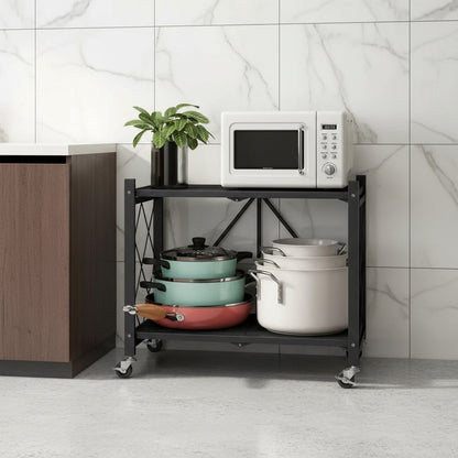 etagere rangement cuisine mobile avec roulettes acier carbone noir Structura