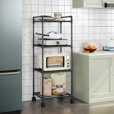 etagere rangement cuisine modulable inox style minimaliste 4 niveaux roues