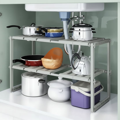 Etagere sous evier planche mobile contourne tuyauterie SlideStore Gris