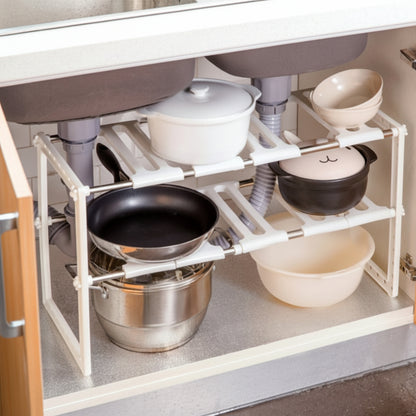 Etagere sous evier planche retirée installation autour tuyaux SlideStore Gris