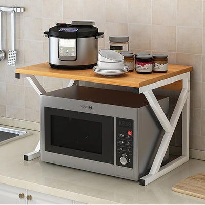 etagere sur micro onde compacte et stable MicroZen blanc