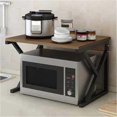etagere sur micro onde compacte et stable MicroZen noir
