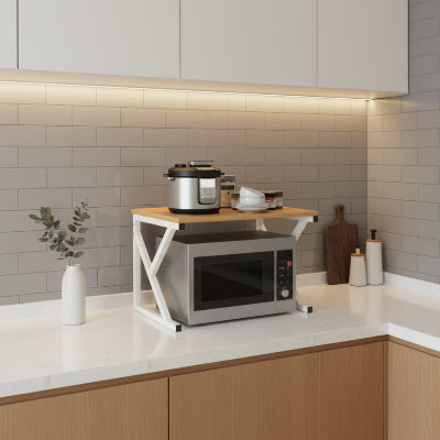 étagère sur micro onde spacieuse et robuste blanche MicroZen