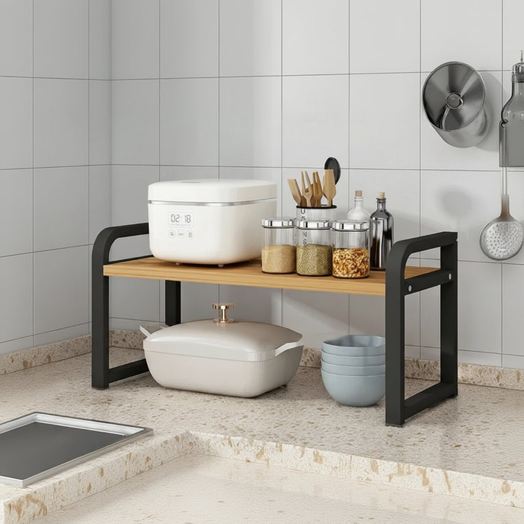 etagere sur pied cuisine 1 niveau bois massif metal KitchenGuard