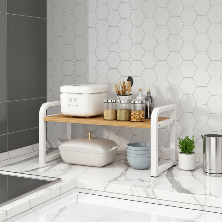 etagere sur pied cuisine bois metal blanc compact KitchenGuard