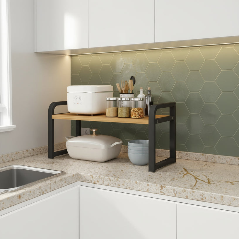 etagere sur pied cuisine metal noir antiderapant robuste KitchenGuard