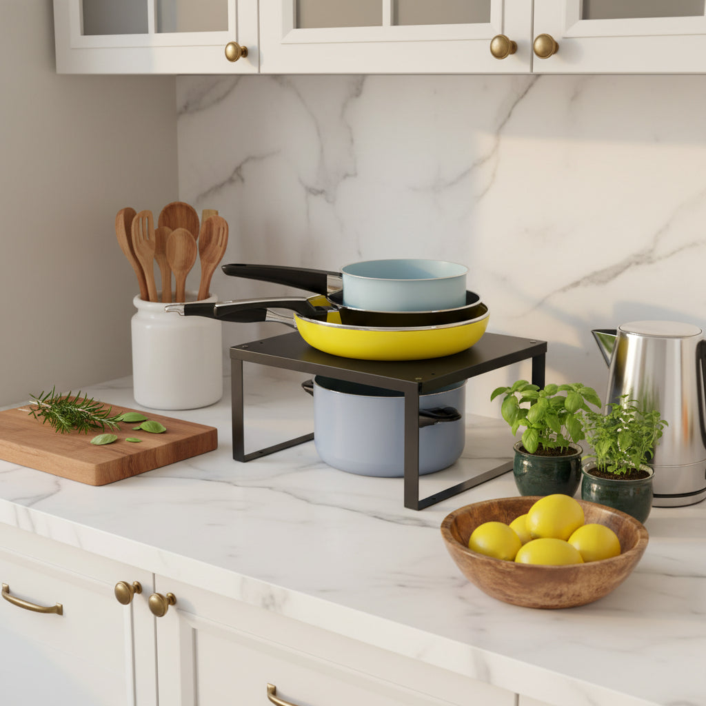 étagère sur pied cuisine metal noir robuste modulable Large KitchenMate