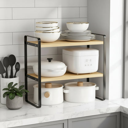 etagere sur pied pour cuisine 2 niveaux bois StructoDouble 40cm