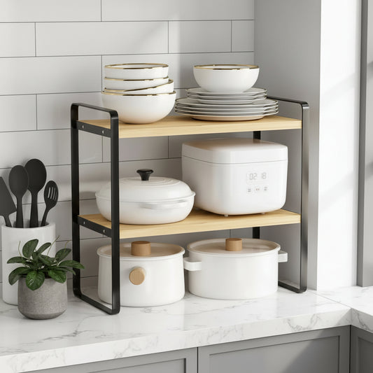 etagere sur pied pour cuisine 2 niveaux bois StructoDouble 40cm