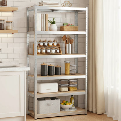 Etagere sur pied pour cuisine acier MDF  FlexiRack 5Niveaux 180cm