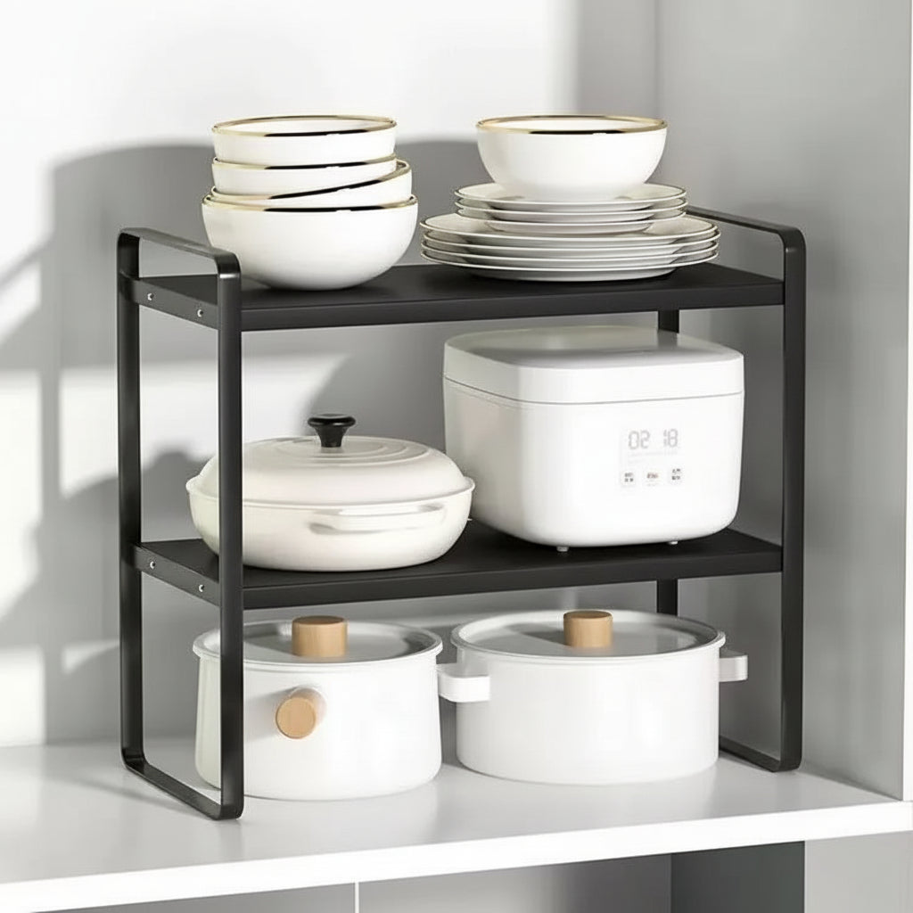 etagere sur pied pour cuisine noir Structo Double 40cm