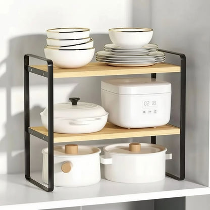 etagere sur pied pour cuisine noir bois Structo Double 40cm