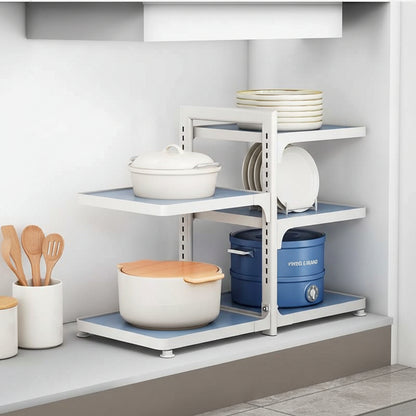 étagère surélevée cuisine 3 niveaux double blanc bleu KitchenMax Blue