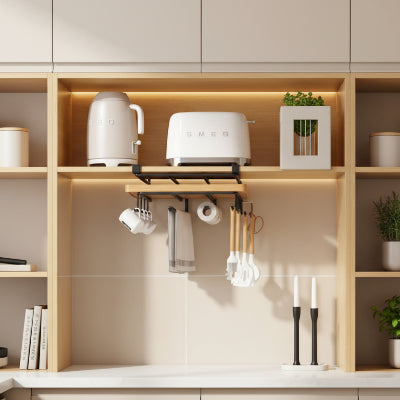 etagere suspendue cuisine horizontale sans perçage multi usages metal noir