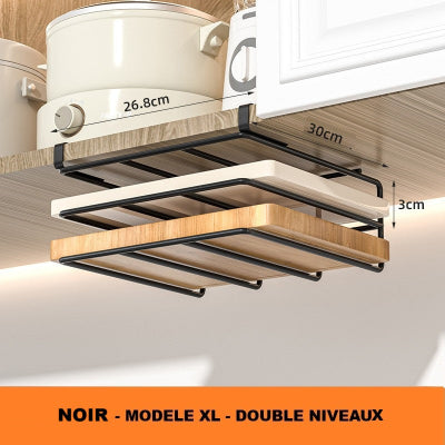 etagere suspendue cuisine metal noir XL double niveaux dimensions