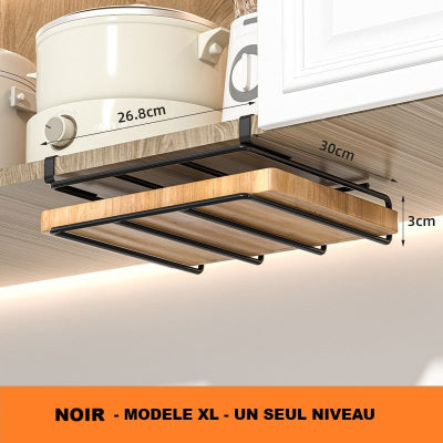 etagere suspendue cuisine metal noir XL un niveau dimensions