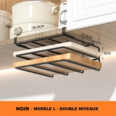 etagere suspendue cuisine metal noir large double niveaux dimensions