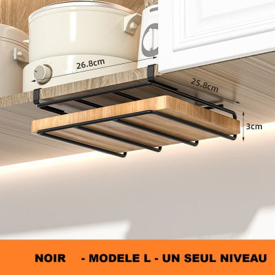 etagere suspendue cuisine metal noir large un niveau dimensions