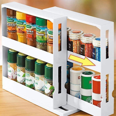 Étagères à épices compacte design moderne blanc glissante