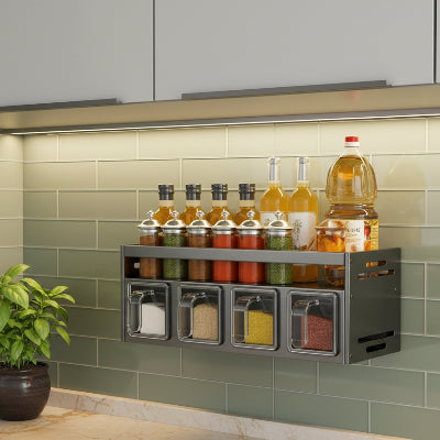 étagères à épices murales 4 boites gris modulable FortiSaveur