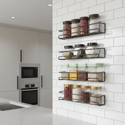 étagères à épices murales noires acier inoxydable accrochées Murganise