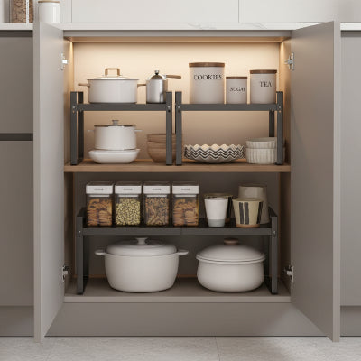 etageres cuisine optimisent placard retractables noirs gagneplace