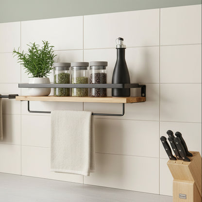 Etageres murales cuisine au-dessus plan de travail RustiFix