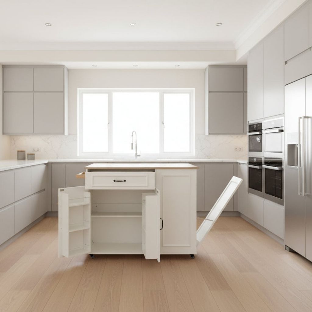 grande desserte cuisine blanc lumineux agrandit espace cuisine FlexiChef Station