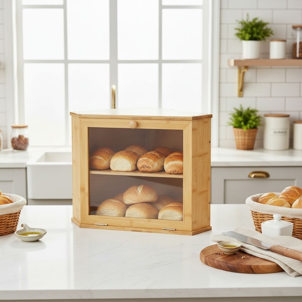 Huche a pain bois design compact 32cm cuisine MaisonBambu Natural