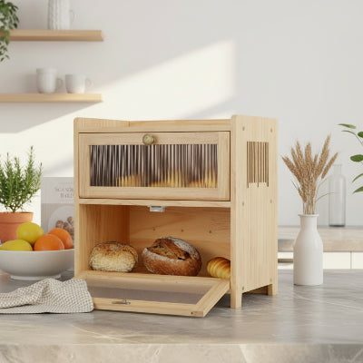 Huche à pain déco et rangement cuisine bois naturel Painothèque