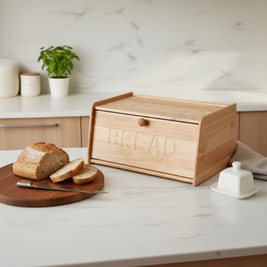 Huche à pain en bois poignée pratique ouverture Arboria