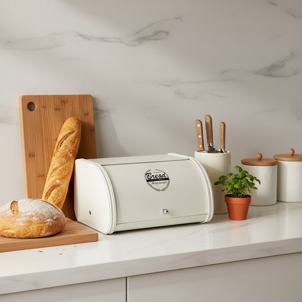 Huche a pain fer blanc couvercle enroulable Breadium