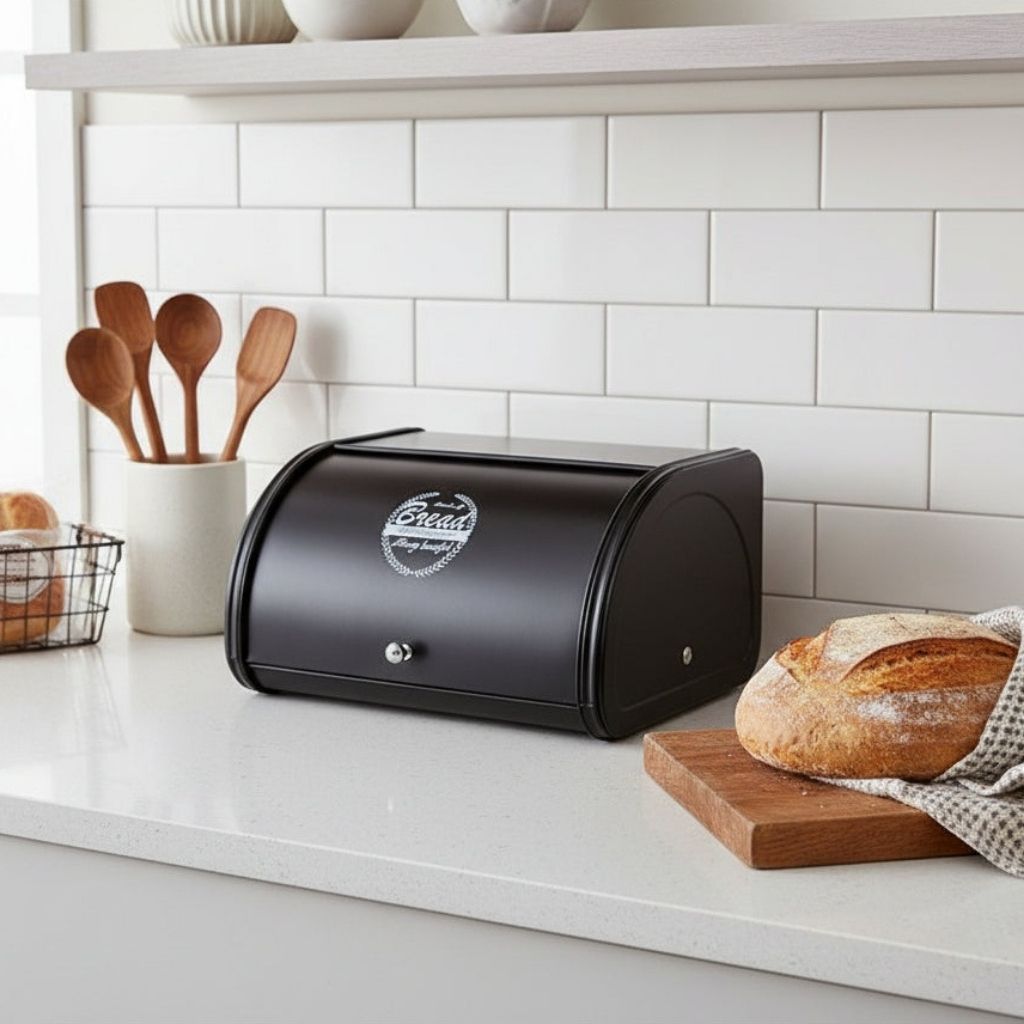 Huche a pain minimaliste noir epure comptoir cuisine Breadium
