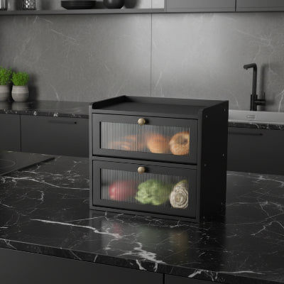 huche à pain moderne avec fenetre acrylique pratique Painotheque noir