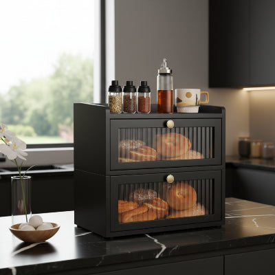 huche à pain moderne double etage comptoir cuisine Painotheque noir